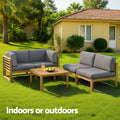 Gardeon 4 Seater Outdoor Sofa Set Wooden Couch Lounge Setting 5PCS Furniture