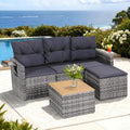 Gardeon 5pc Outdoor Sofa Set 4-Seater Grey Rattan Patio Furniture
