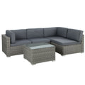 Gardeon 5-Piece Wicker Outdoor Sofa Set 4 Seater Grey Lounge