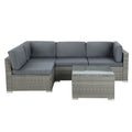 Gardeon 5-Piece Wicker Outdoor Sofa Set 4 Seater Grey Lounge