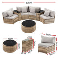 Gardeon 4 Seater Outdoor Sofa Set 7PCS Table Chair Brown Rattan Patio Furniture