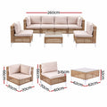 Gardeon 6 Seater Outdoor Sofa Set 7PCS Table Chair Set Garden Rattan Patio Furniture