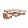Gardeon 6 Seater Outdoor Sofa Set 7PCS Table Chair Set Garden Rattan Patio Furniture