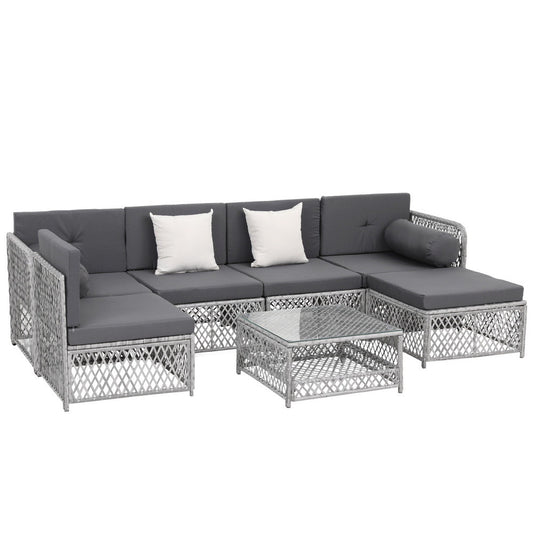 Gardeon 6 Seater Rattan Sofa Set 7PC Garden Patio Furniture Outdoor