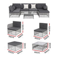 Gardeon 6 Seater Rattan Sofa Set 7PC Garden Patio Furniture Outdoor