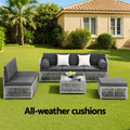 Gardeon 6 Seater Rattan Sofa Set 7PC Garden Patio Furniture Outdoor