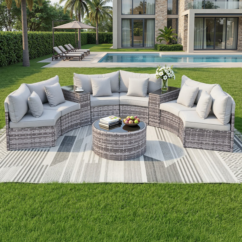 Gardeon 6 Seater Outdoor Sofa Set 9PCS Rattan Patio Furniture