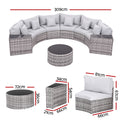 Gardeon 6 Seater Outdoor Sofa Set 9PCS Rattan Patio Furniture