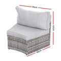 Gardeon Rattan Modular Sofa 2 Piece Grey Outdoor Patio Furniture