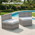 Gardeon Rattan Modular Sofa 2 Piece Grey Outdoor Patio Furniture