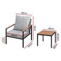 Gardeon 3PC Outdoor Bistro Set Black Patio Chairs Table