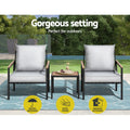 Gardeon 3PC Outdoor Bistro Set Black Patio Chairs Table