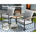 Gardeon 3PC Outdoor Bistro Set Black Patio Chairs Table