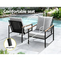 Gardeon 3PC Outdoor Bistro Set Black Patio Chairs Table