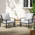 Gardeon 3PC Outdoor Bistro Set Black Patio Chairs Table