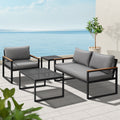 Gardeon 3 Seater Corner Modular Outdoor Sofa Lounge Steel
