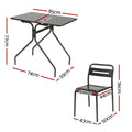 Gardeon 3PC Bistro Set Patio Furniture Steel Table Chairs Black