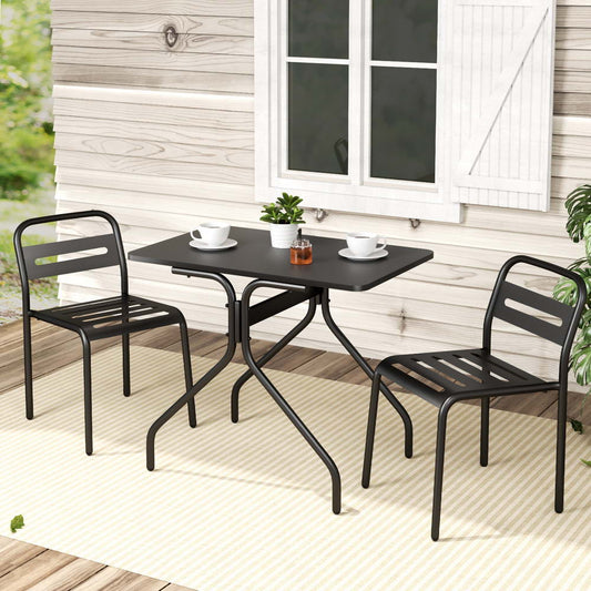 Gardeon 3PC Bistro Set Patio Furniture Steel Table Chairs Black