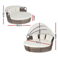 Gardeon Outdoor Day Bed Wicker Lounger Set 3 Beige Patio