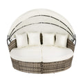 Gardeon Outdoor Day Bed Wicker Lounger Set 3 Beige Patio