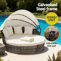 Gardeon Outdoor Day Bed Wicker Lounger Set 3 Beige Patio