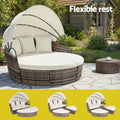 Gardeon Outdoor Day Bed Wicker Lounger Set 3 Beige Patio