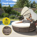 Gardeon Outdoor Day Bed Wicker Lounger Set 3 Beige Patio