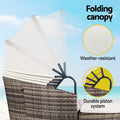 Gardeon Outdoor Day Bed Wicker Lounger Set 3 Beige Patio