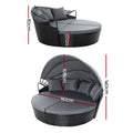 Gardeon Sun Lounge Setting Wicker Lounger Day Bed Outdoor Furniture Patio Black