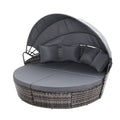 Gardeon Wicker Sun Lounge Grey Outdoor Day Bed Furniture Patio