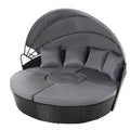 Gardeon Wicker Sun Lounge Lounger Daybed Outdoor Patio Furniture Black