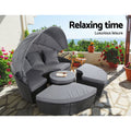 Gardeon Wicker Sun Lounge Lounger Daybed Outdoor Patio Furniture Black
