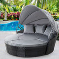 Gardeon Wicker Sun Lounge Lounger Daybed Outdoor Patio Furniture Black
