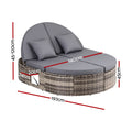 Gardeon Outdoor Day Bed Sun Lounge Setting Wicker Lounger Patio Furniture w/ Retractable Side Tray