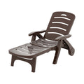 Gardeon Sun Lounger Folding Lounge Chair Wheels Patio Brown