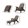Gardeon Sun Lounger Folding Lounge Chair Wheels Patio Brown