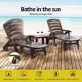 Gardeon Sun Lounger Folding Lounge Chair Wheels Patio Brown