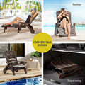 Gardeon Sun Lounger Folding Lounge Chair Wheels Patio Brown