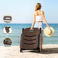 Gardeon Sun Lounger Folding Lounge Chair Wheels Patio Brown