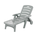 Gardeon Sun Lounger Folding Chair Wheels Grey Outdoor Patio Furniture