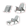 Gardeon Sun Lounger Folding Chair Wheels Grey Outdoor Patio Furniture
