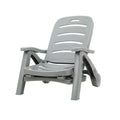 Gardeon Sun Lounger Folding Chair Wheels Grey Outdoor Patio Furniture