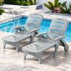Gardeon 2PC Sun Lounger Folding Lounge Chair Wheels Patio Outdoor Furniture Grey