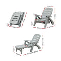 Gardeon 2PC Sun Lounger Folding Lounge Chair Wheels Patio Outdoor Furniture Grey