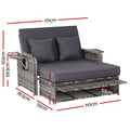 Gardeon Wicker Day Bed Lounger Grey Outdoor Patio Furniture
