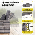 Gardeon Wicker Day Bed Lounger Grey Outdoor Patio Furniture
