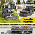 Gardeon Wicker Day Bed Lounger Grey Outdoor Patio Furniture