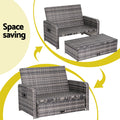 Gardeon Wicker Day Bed Lounger Grey Outdoor Patio Furniture