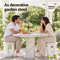 Gardeon Outdoor Side Table MGO Arch Cutout Garden Stool Stone Look White