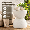 Gardeon Outdoor Side Table MGO Hourglass Garden Stool Terrazzo Look White
